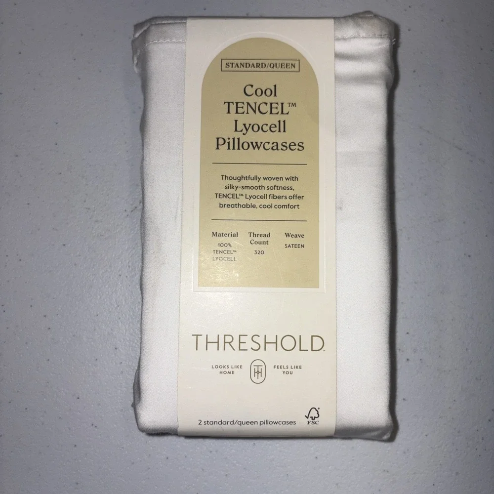 Threshold Cool Tencel Lyocell Pillowcases Standard/Queen White